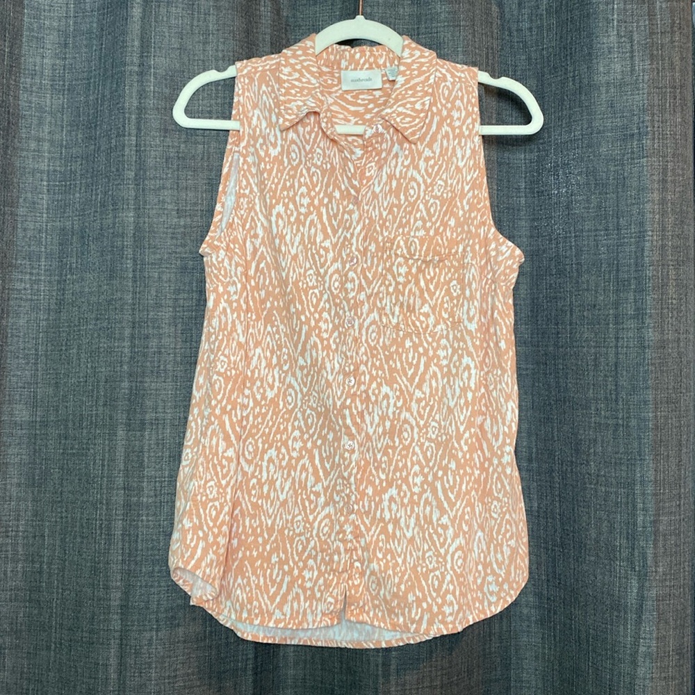 Ecothreads Women’s Sleeveless Button Down Small